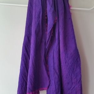 Bright electric purple raw silk scarf